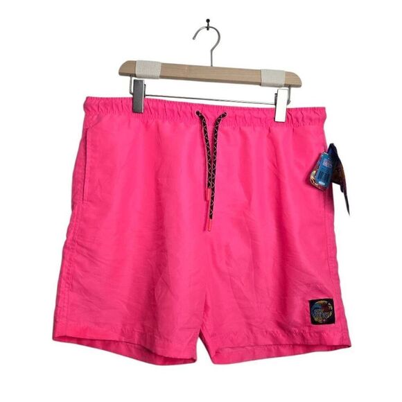 Surf Society Swim Trunks Men’s Large Pink Neon Board Short Vintage 90s Style - Picture 1 of 6